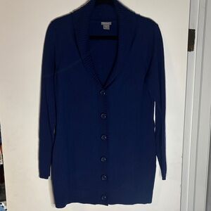 Ann Taylor Navy Blue Shawl Collar Cardigan
